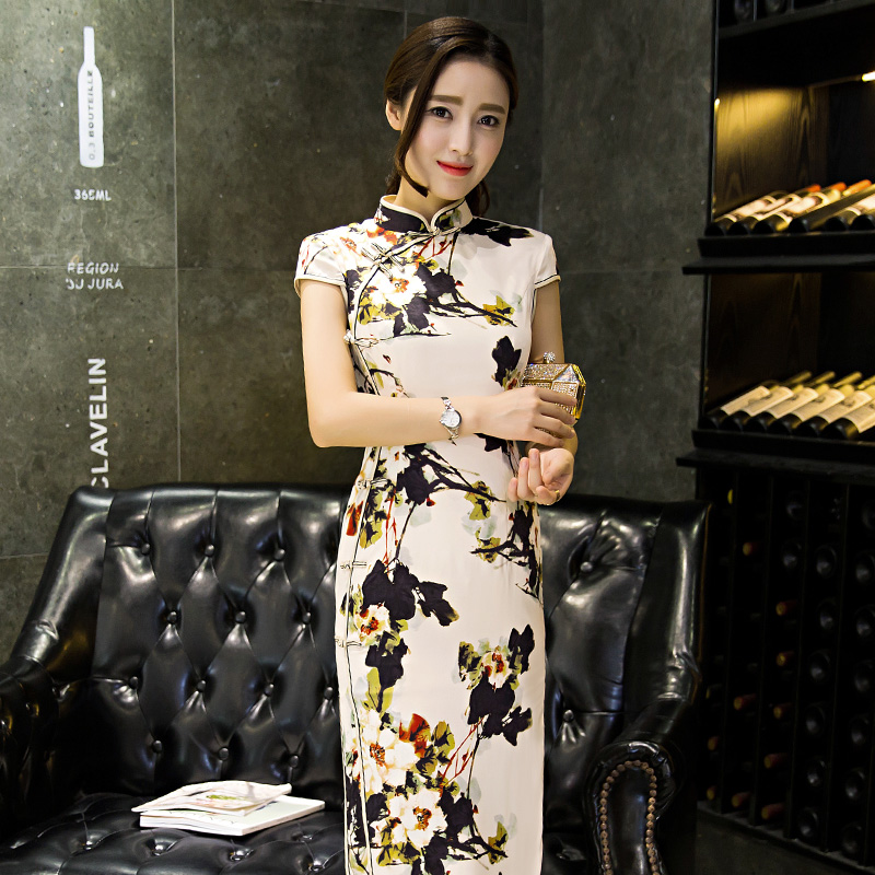 真丝绸中长款旗袍夏季2025新款女少女日常改良版旗袍连衣裙小香风