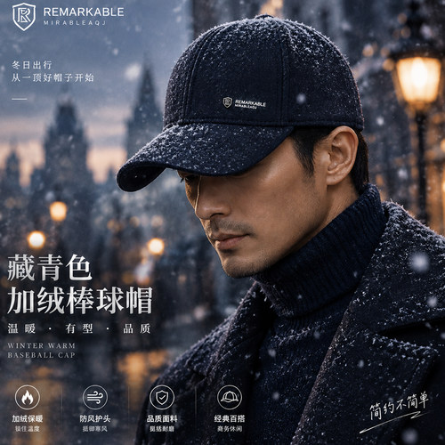 棒球帽男士秋冬显年轻加绒加厚