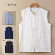 Quần cotton nam phong cách Trung Quốc Tang vest vest vest 镂 phong cách trên không ngựa vest vest mùa hè bố mặc áo cũ - Áo vest cotton