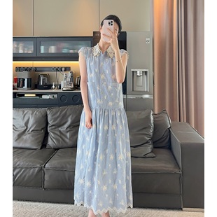 温婉大方度假连衣裙 Zwinnie 夏季 詹维尼 GLW202524 刺绣蓝条纹