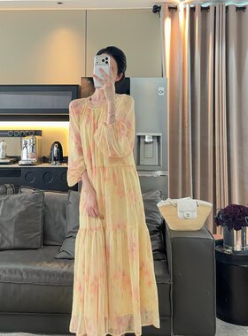 Zwinnie/詹维尼【日落之夏】长袖圆领含腰带连衣裙 GYT202684