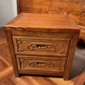 中式 实木床头柜简约现代卧室储物收纳柜仿古雕花小户型抽屉式 斗柜