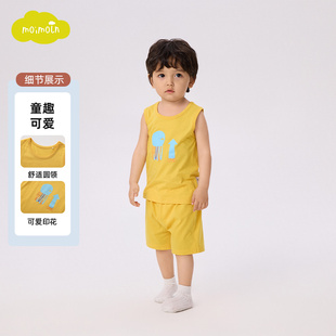 背心短裤 moimoln小云朵童装 婴儿睡衣儿童家居服套装 新款 25年夏季