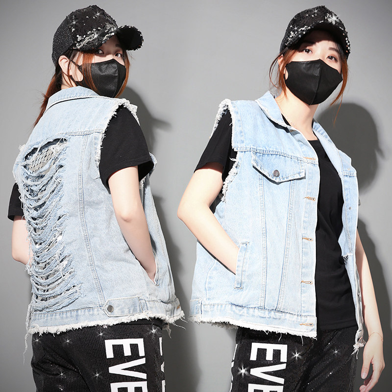 马夹女2019夏款亮片浅色水洗中长款百搭bf宽松牛仔马甲背心外套潮|msdalam kategori Butik wanita / wanita, jaket pendek - dari Buy2taobao.com untuk memberikan perkhidmatan ejen Taobao profesional membeli