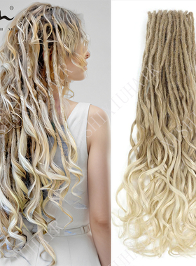 非洲脏辫接发长卷发Dreadlock extensions wave Faux locs 24inch