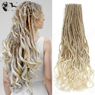 非洲脏辫接发长卷发Dreadlock extensions wave Faux locs 24inch