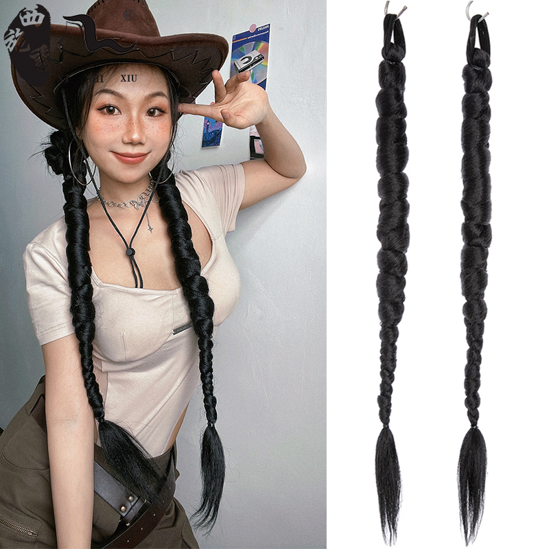 网红甜美马尾假发高温丝拳击辫