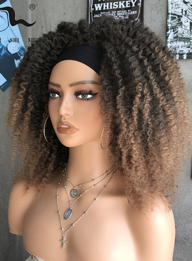 Afro kinky curly Marley braids hair headband wig时尚爆炸头套