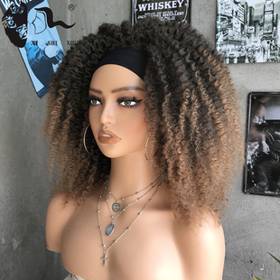 Afro kinky curly Marley braids hair headband wig时尚爆炸头套