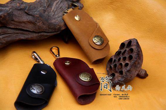 手工定制牛皮汽车钥匙包套车用遥控套通用韩国女腰挂扣情侣创意