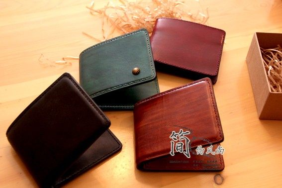 手工定制 原色植鞣 进口擦蜡 牛皮钱包真皮财布简约短款男士钱夹
