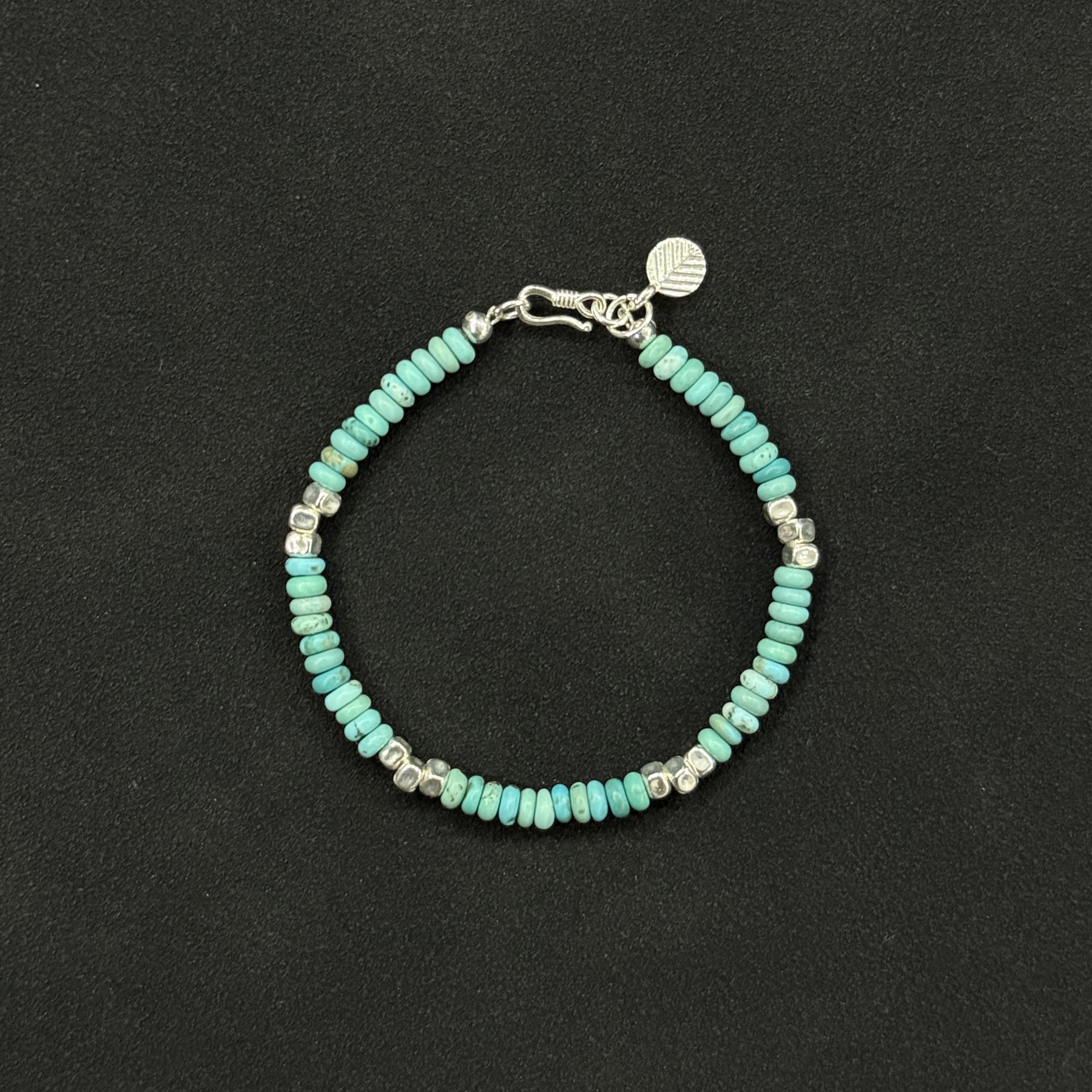 Oasistide日本进口绿松石925银手链手串手工小众百搭情侣潮流礼物