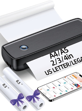 Mini Portable A4 Printer Inkless Thermal Paper小型热敏打印机