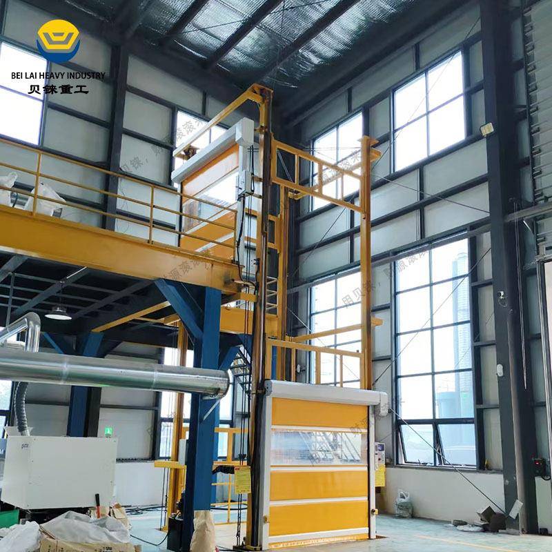 四柱式升降货梯90度进出货升降平台仓库车间导轨链条式升降机