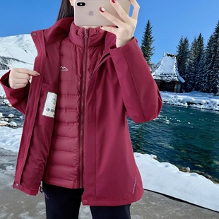 风雪狼冲锋衣户外三合一羽绒内胆可拆卸外套保暖御寒防风衣登山服