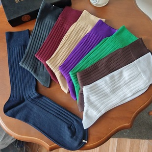 男士袜丝光棉男袜绅士袜无骨坑条双针透气透气舒适