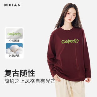 长袖 ins潮牌印花打底衫 t恤圆领宽松上衣 T恤男女款 港风宽松秋冬季