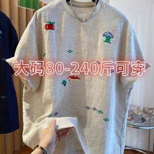 超好看百搭上衣潮 t恤女2025夏季 大码 胖mm高级感重工别致刺绣短袖