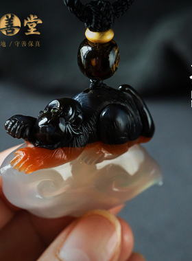 孤品【金猴献瑞·玛瑙】吊坠收藏级编织锁骨链男女款饰品一物一证