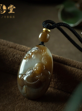 孤品和田玉弥勒佛高档吊坠大善堂