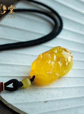蜜蜡貔貅吊坠毛衣项链锁骨