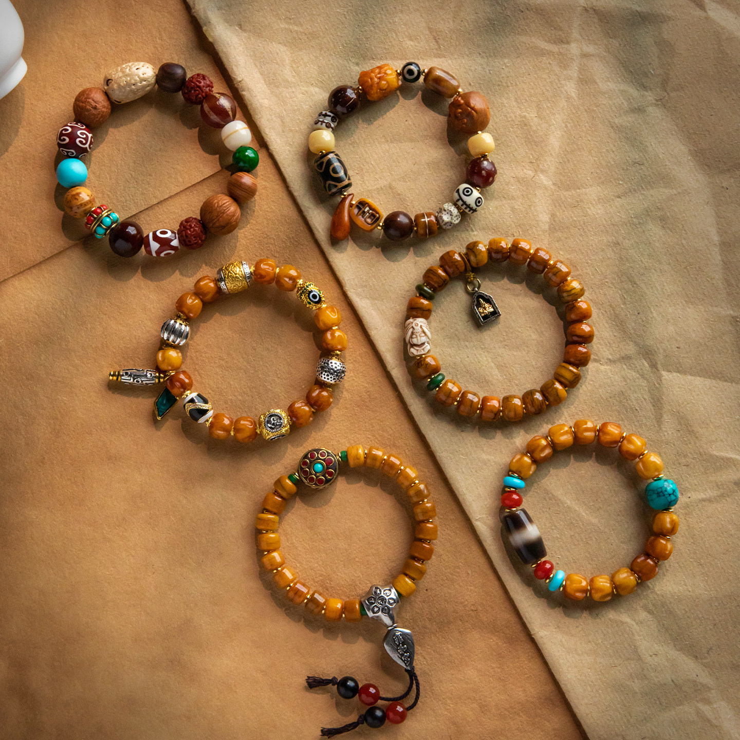 【设计款】天然檀木玛瑙手串菩提手链文玩木质念珠手饰男女礼物