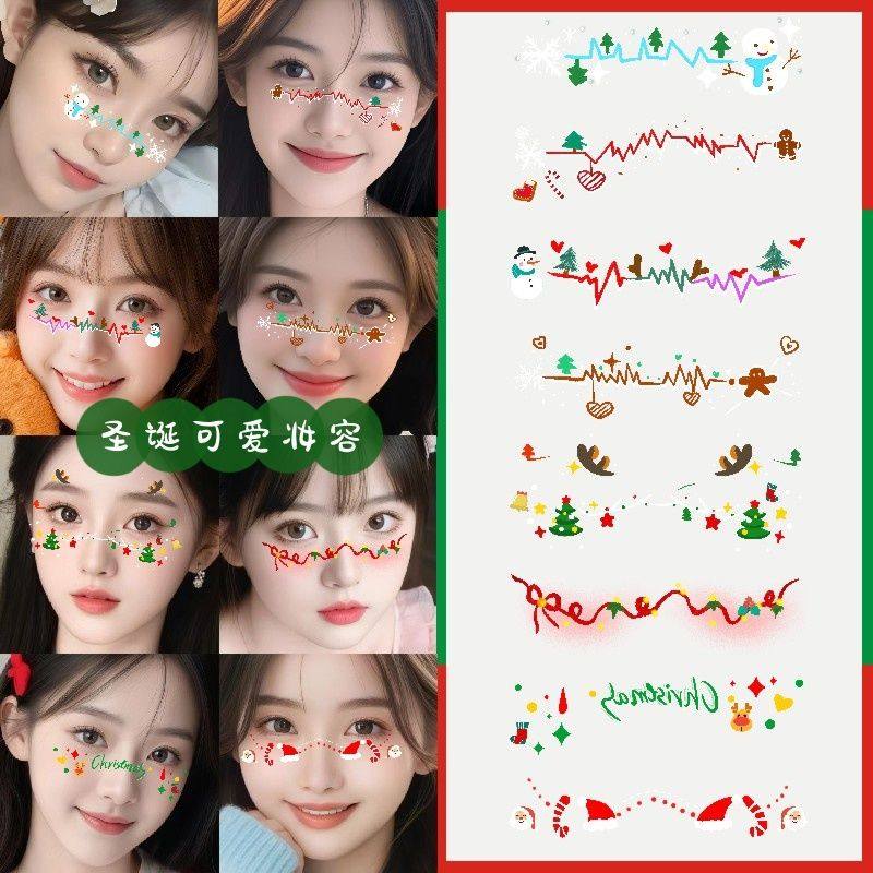 圣诞节纹身贴儿童卡通妆容脸贴可爱雪花圣诞礼物圣诞树小鹿灵感妆