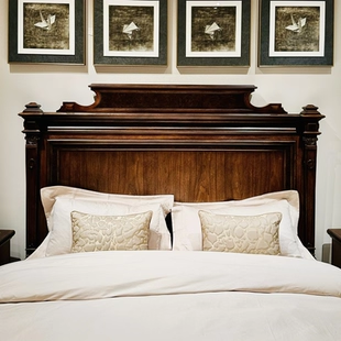 重筑经典大床 美式乡村实木雕刻双人板式床美克art家具美家双人床