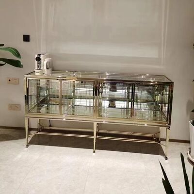 美克家居美式轻奢玻璃柜门壁柜入户门轻奢金属玄关柜客厅储物柜