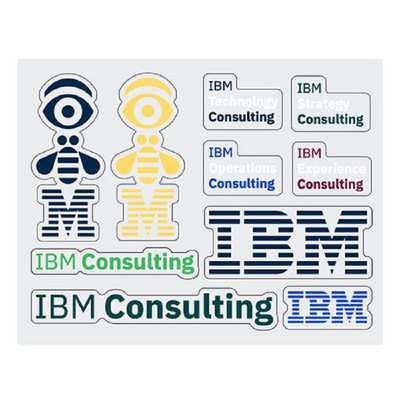 IBM Consulting 透明PVC贴纸(4张一套)贴纸行李箱笔记本冰箱头盔