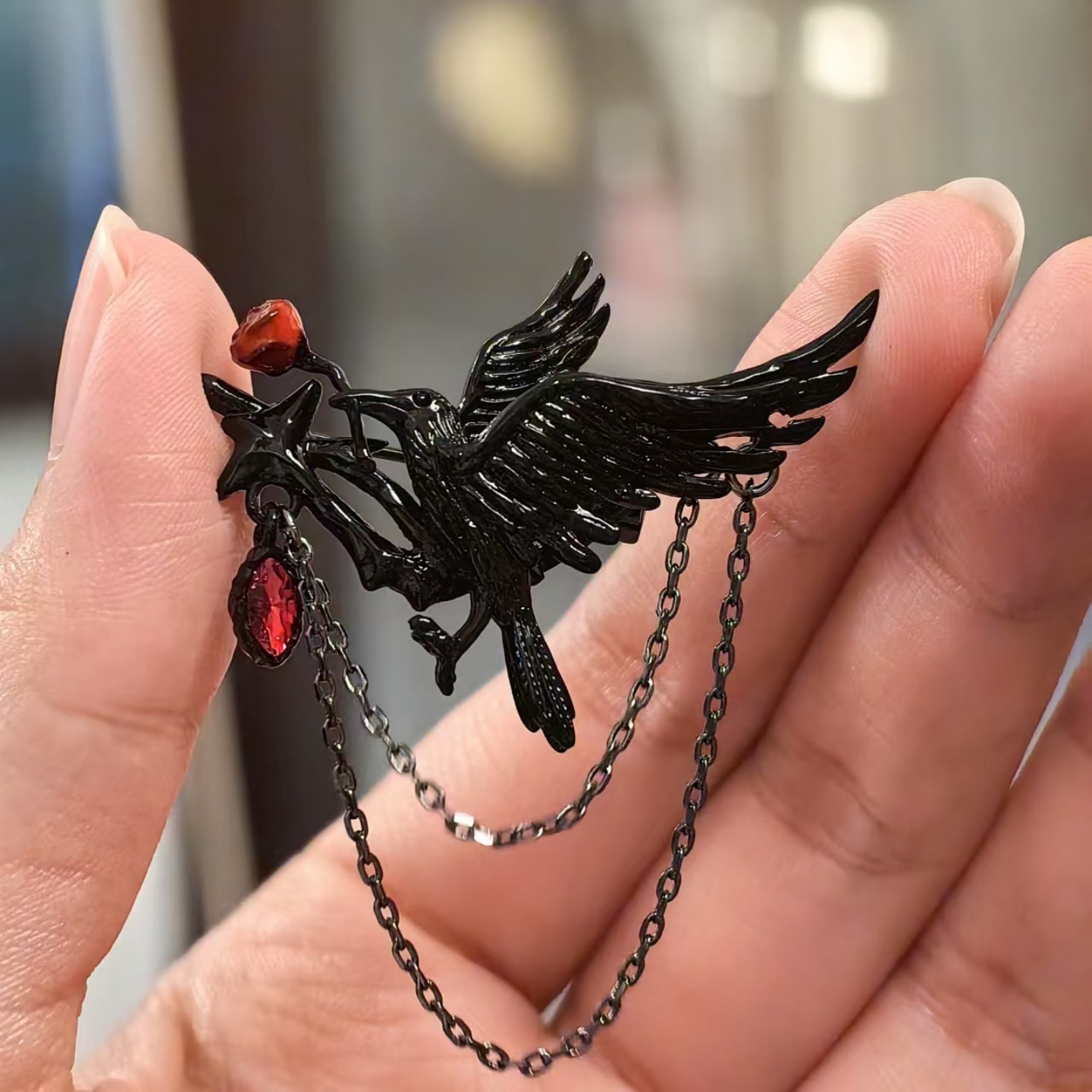 荆棘玫瑰乌鸦胸针领针别针