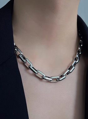 钛钢不掉色梯形粗链条项链