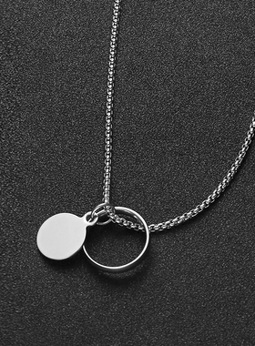 极速王一b博同款戒指项链女ins冷淡风网红嘻哈情侣简约个性吊坠男