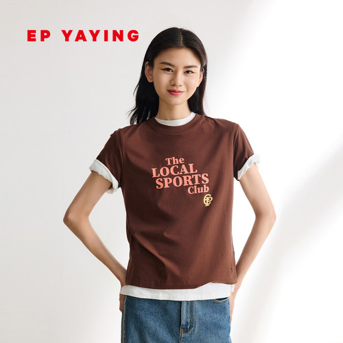 雅莹长绒棉宽松圆领T恤