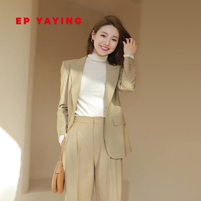 EP雅莹女装 OL收腰修身通勤四面弹戗驳领西装 2023新款1110A