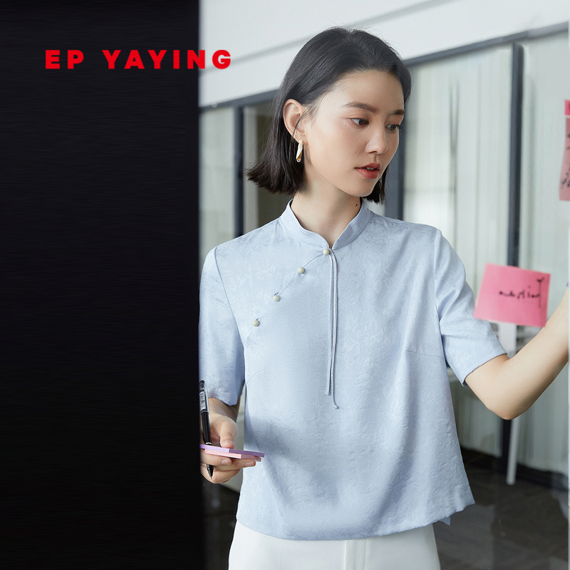 EP YAYING雅莹女装 新中式立领真丝短袖衬衫 夏装商场同款2331A 女装/女士精品 衬衫 原图主图