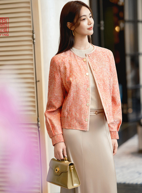 EP雅莹高端系列 国风红色桑蚕丝短款棉服外套 2025冬装新款M102A