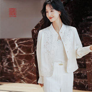 2204A 2025秋冬新款 EP雅莹高端系列 三醋酸镂空刺绣重工白色衬衫