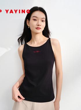 EP雅莹2025新款 高支长绒棉黑色弹力贴身内搭打底背心上衣5127A
