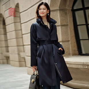 Y206B 2025新款 EP雅莹高端系列 醋酸亮面鹅绒收腰轻薄风衣羽绒服