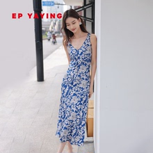 [真丝系列]EP雅莹女装 度假风V领收腰吊带连衣裙 商场同款4210B