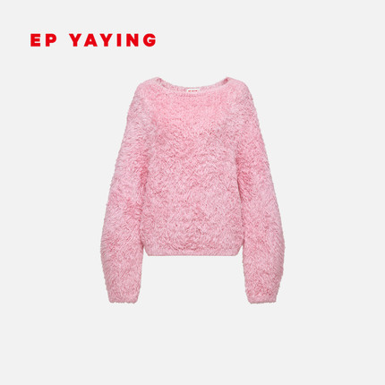 EP雅莹女装 桑蚕丝松绒系圆领宽松毛衣针织衫 2026春季新款9547A
