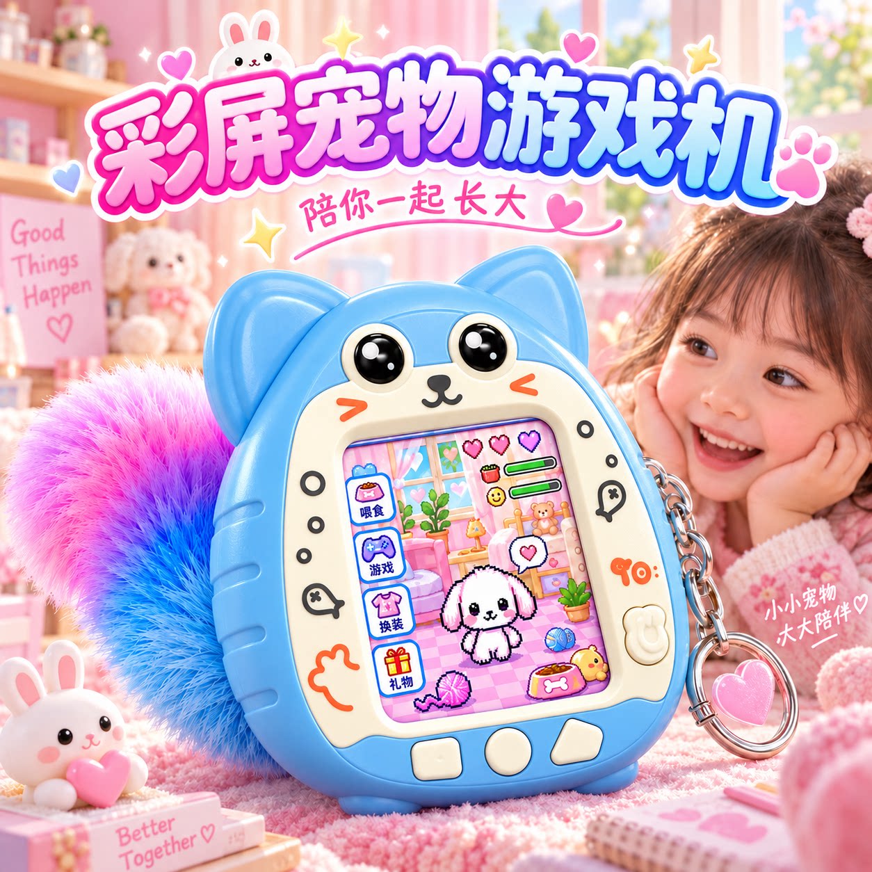 2026新款儿童玩具8智能电子宠物机养彩屏游戏机小女孩6岁生日礼物