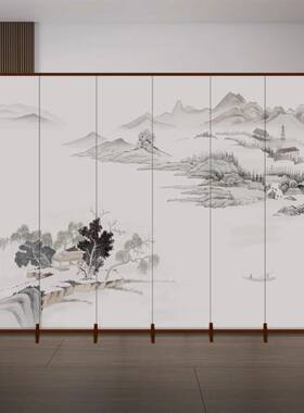 新疆西藏包邮新中式山水屏风隔断现代客厅简约背景墙卧室入户玄关