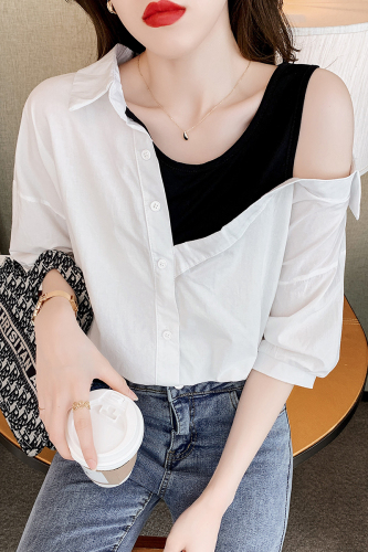 Women's design of Bubble Sleeve Chiffon shirt