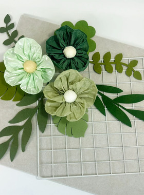 绿色系文化墙边框装饰幼儿园环创仿真花雪梨纸花朵黑板报班级布置