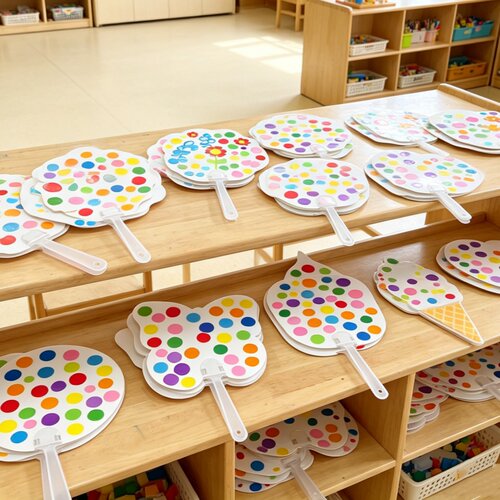 草间弥生波点贴纸半成品扇子幼儿园开学季手工课程活动作品展环创
