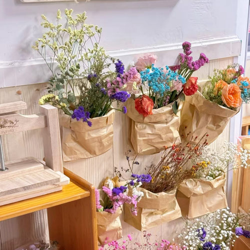 幼儿园牛皮纸袋植物角环创干花