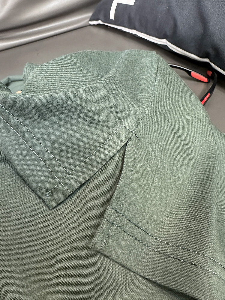 2025 SUMMER NEW TENCEL COTTON LINEN SHORT SLEEVE T-SHIRT MENS POLO EMBROIDERY QUICK-DRYING GREEN LINEN COLLARED SLIM TIDE