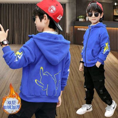 童装男童外套冬装春秋款摇粒绒开衫上衣春装中大童儿童加厚韩版潮